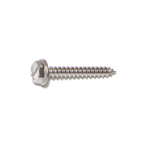 Midwest Fastener Sheet Metal Screw, #6 x 1 in, 18-8 Stainless Steel Flange Hex Head Slotted Drive, 100 PK 08168 - main